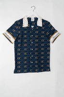 OC Galore Short Sleeve Button Up Navy Blue