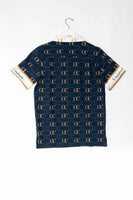 OC Galore Short Sleeve Button Up Navy Blue