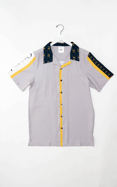 Signature Stripe Short Sleeve Button Up - Gray