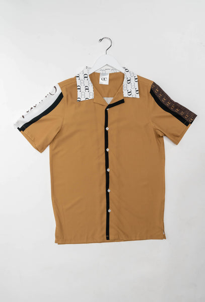 Signature Stripe Short Sleeve Button Up in Caramel