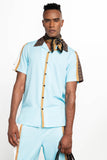 Signature Stripe Short Sleeve Button Up - Light Blue